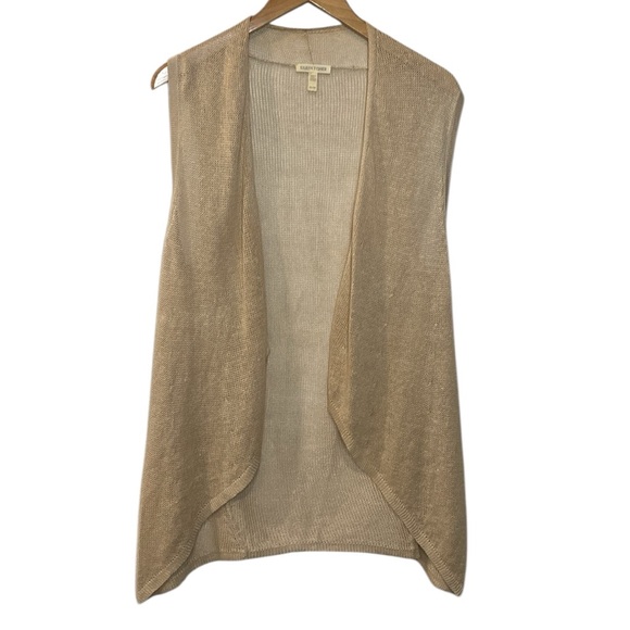 Eileen Fisher Jackets & Blazers - Eileen Fisher Linen Knit Waterfall Tan Vest XS/TP